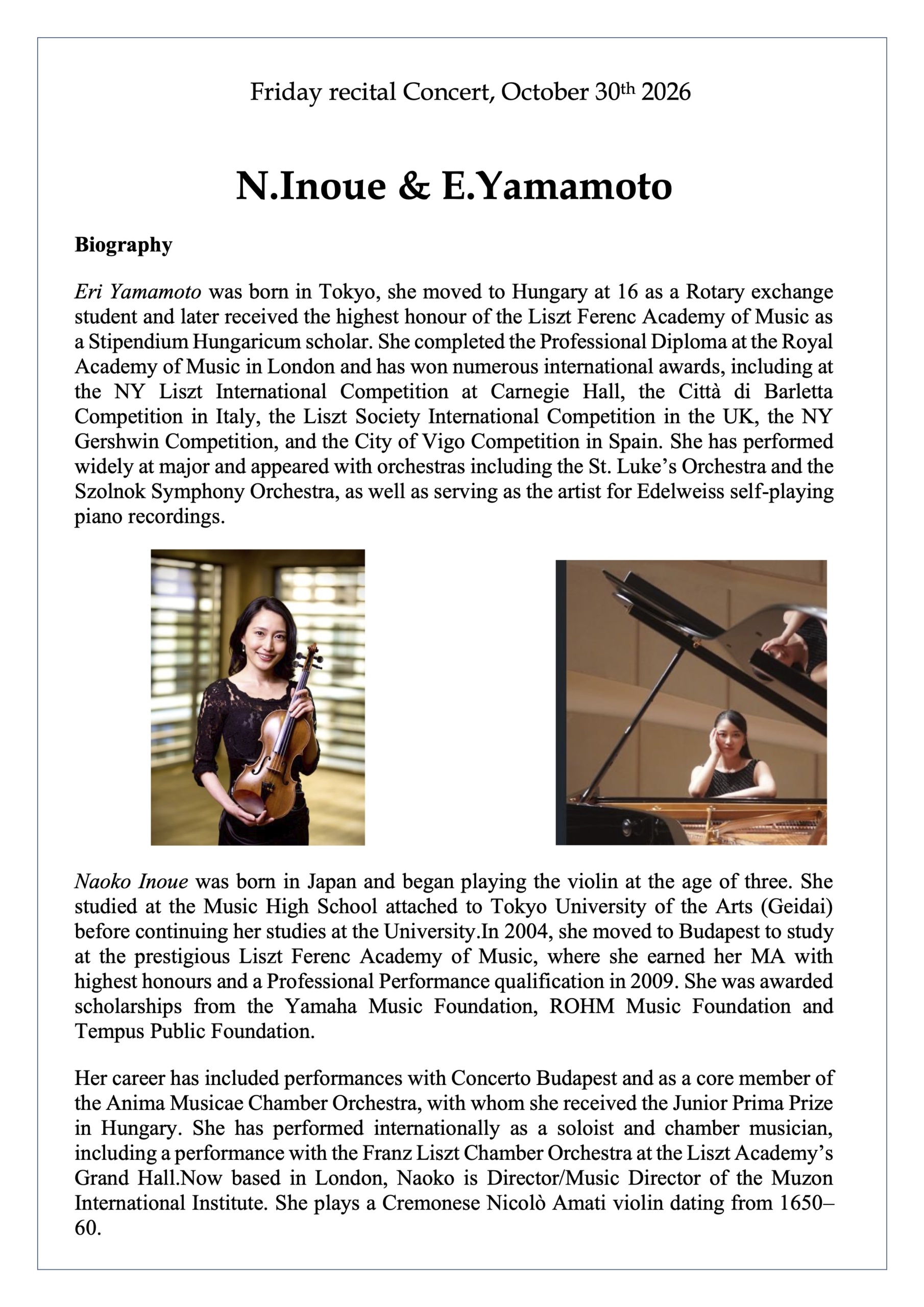 Eri and Naoko November Concert